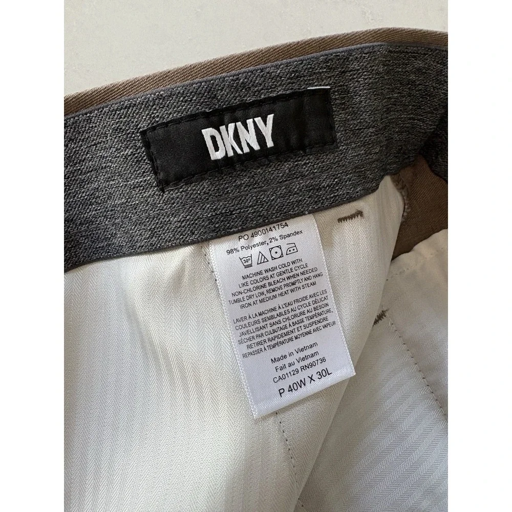 DKNY‎ 40x30 Tan Brown Men's Flat Front Dress Pants NWT
